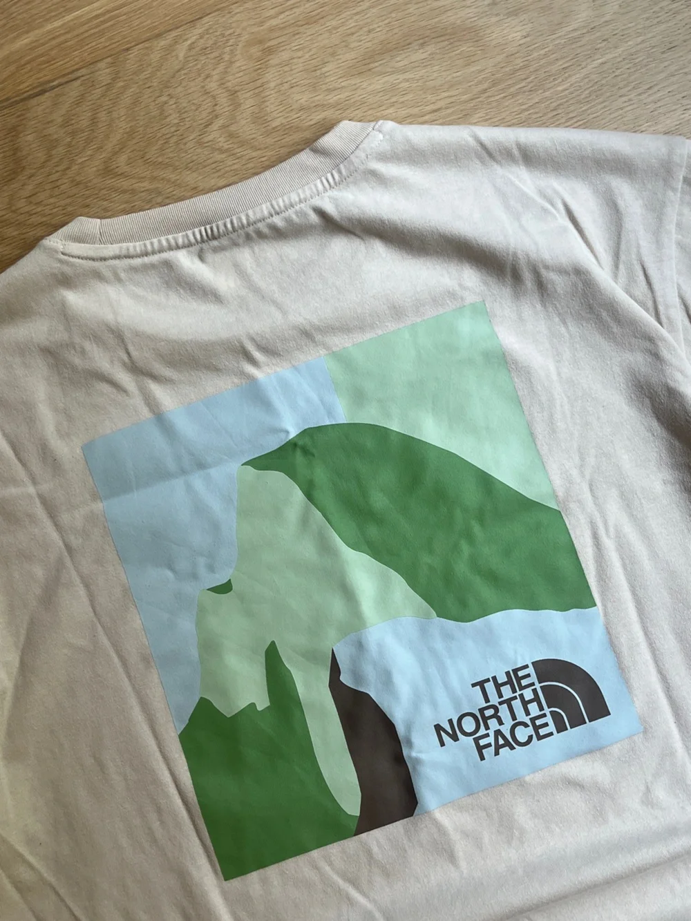 The North Face White Graphic Tee - Green & Blue Print